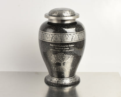 Grey-Black Cremation Urn – Hand Crafted Aluminium Adult Memorial Urn