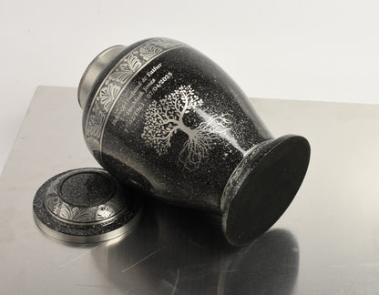 Grey-Black Cremation Urn – Hand Crafted Aluminium Adult Memorial Urn