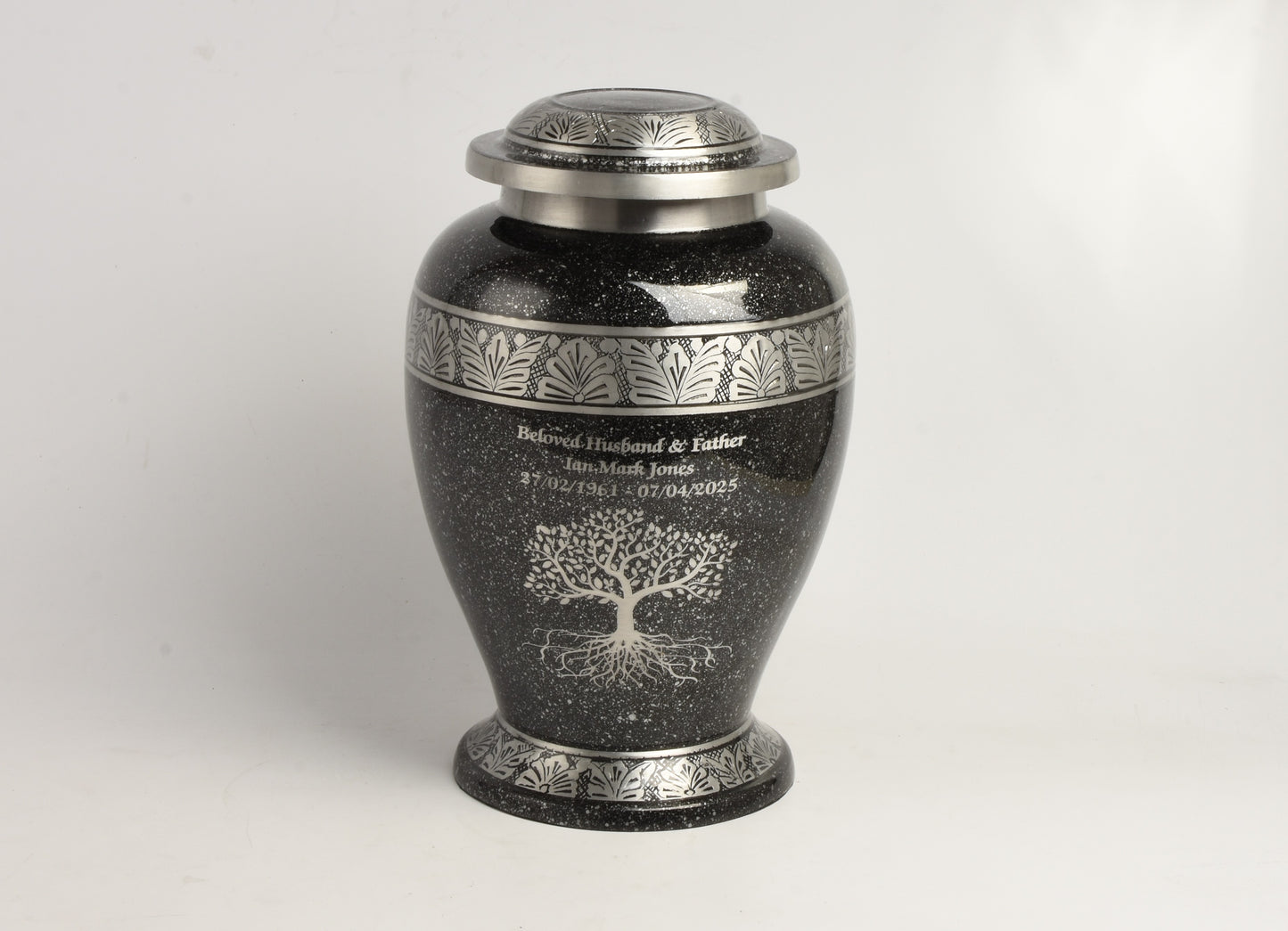 Grey-Black Cremation Urn – Hand Crafted Aluminium Adult Memorial Urn