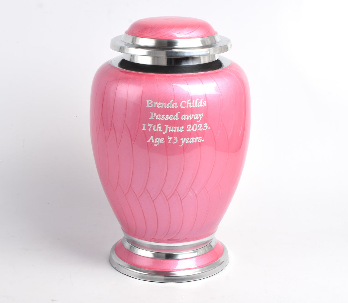 Pink and Silver Dove Shape Urn