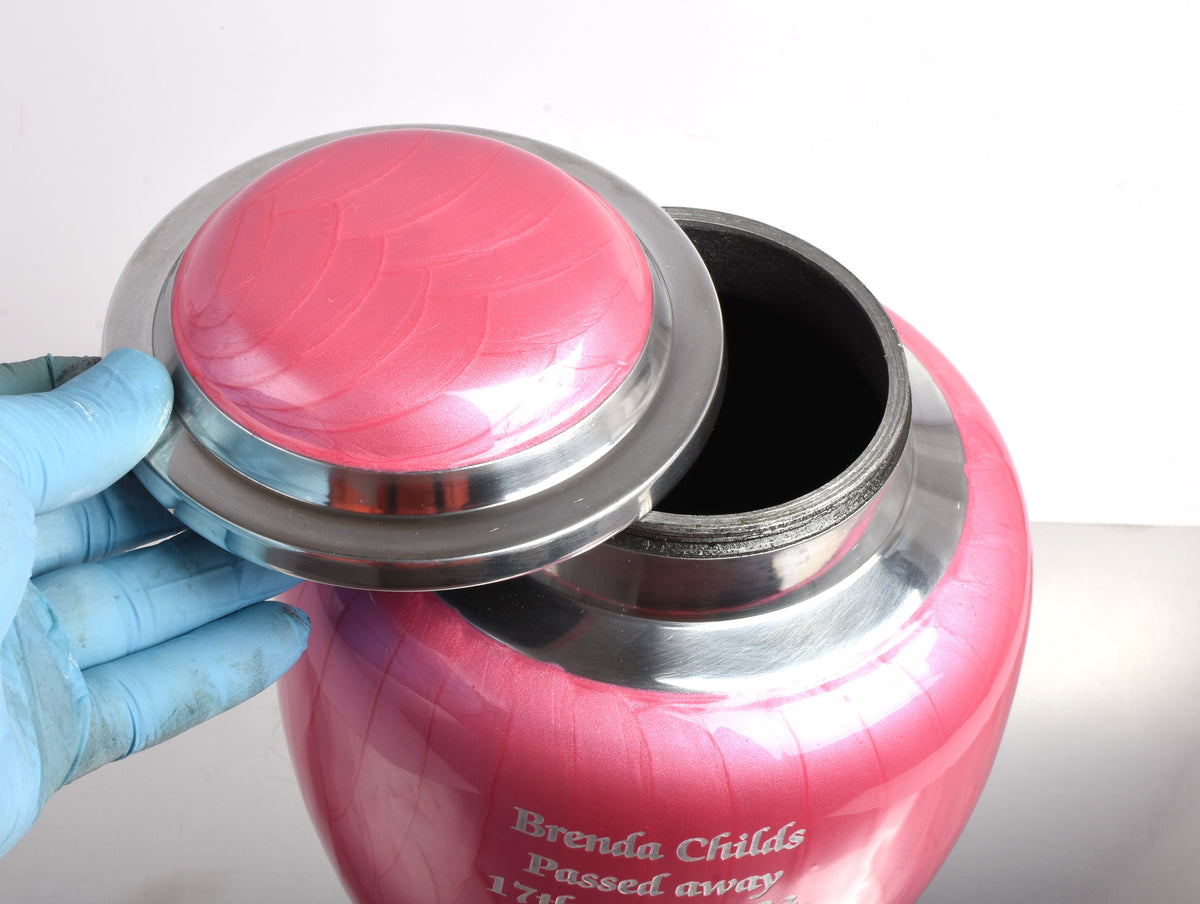 Pink and Silver Dove Shape Urn