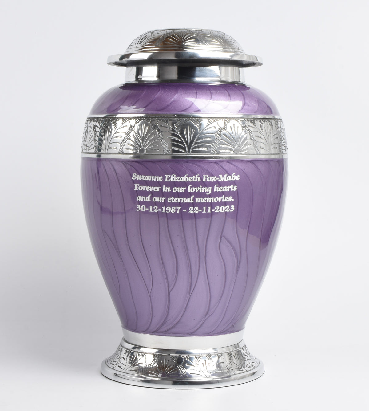 Purple & Silver Aluminium Dove Cremation Urn