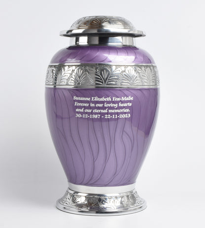 Purple & Silver Aluminium Dove Cremation Urn