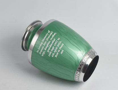 Green and Silver Aluminium Cremation Testi Urn