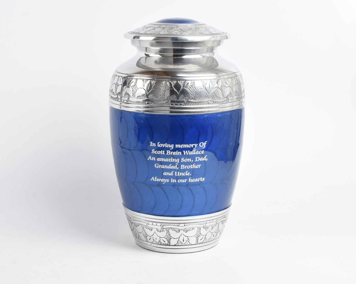 Classic Blue Aluminium Adult Cremation Urn