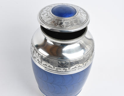Classic Blue Aluminium Adult Cremation Urn
