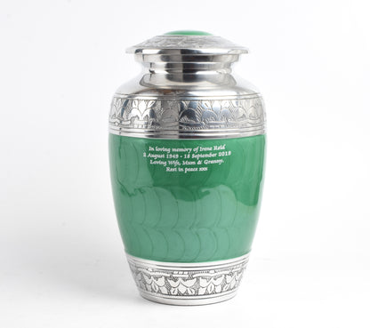 Classic Green Aluminium Adult Cremation Urn
