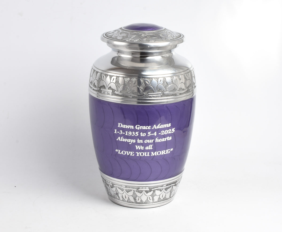 Classic Purple Aluminium Adult Cremation Urn