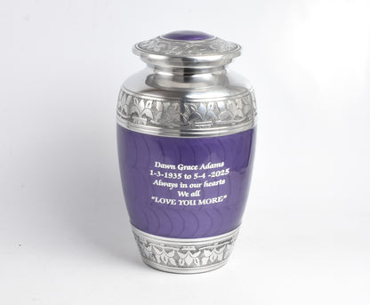 Classic Purple Aluminium Adult Cremation Urn
