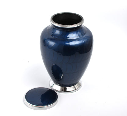 Blue with Silver Aria Adult Cremation Urn