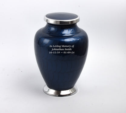 Blue with Silver Aria Adult Cremation Urn