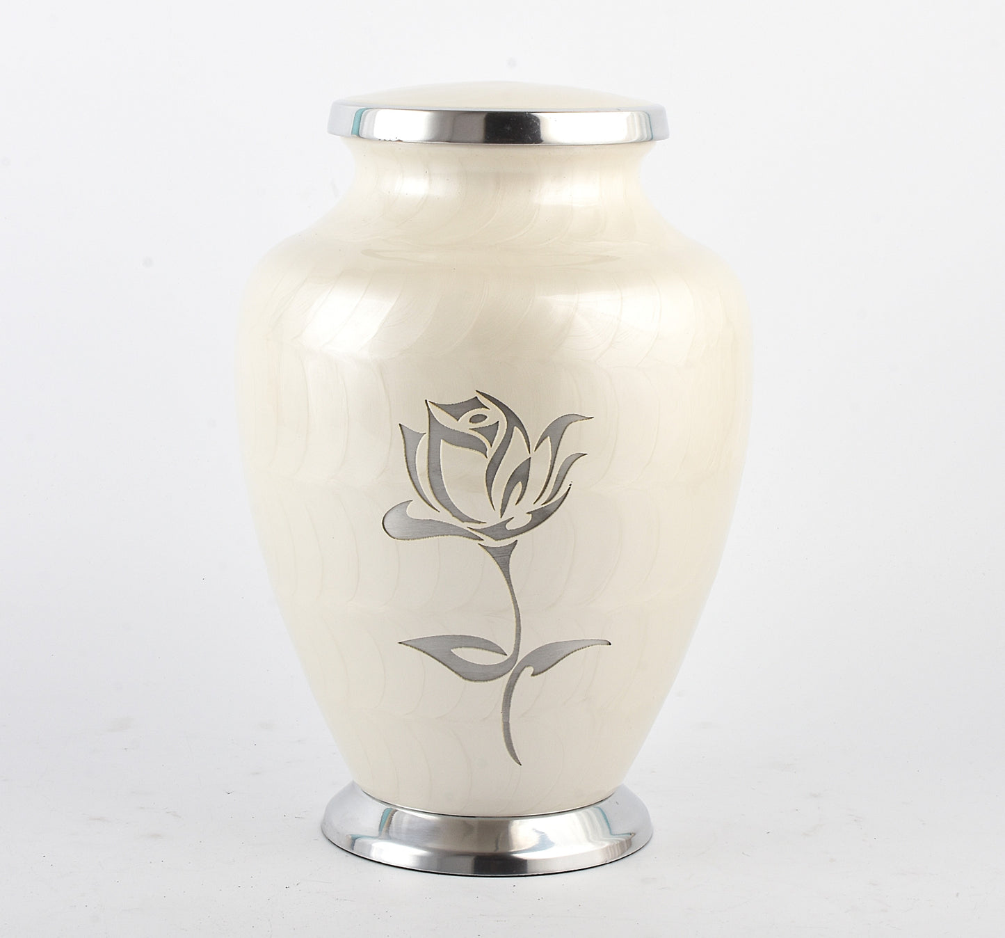 White & Silver Rose Cremation Urn