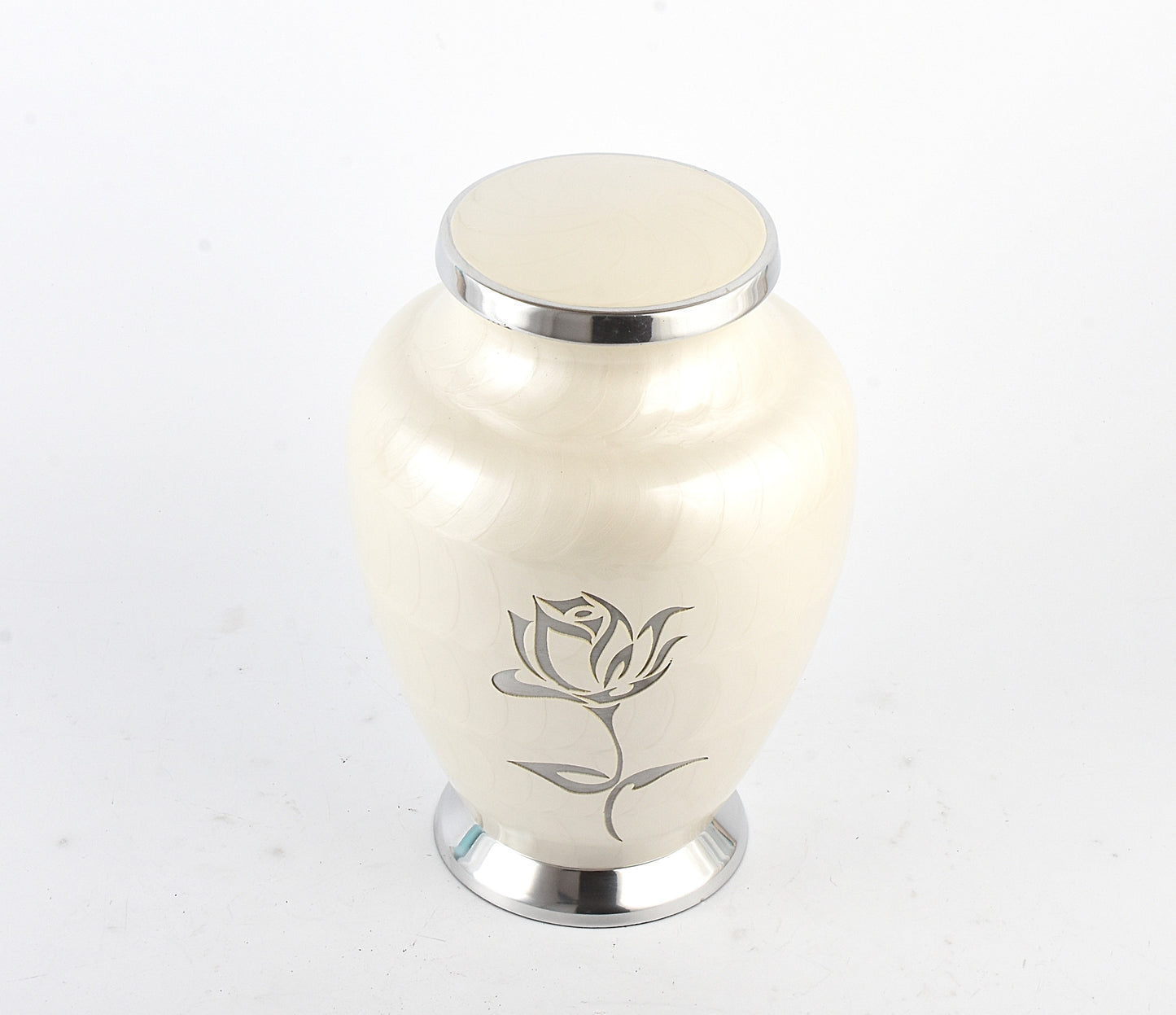 White & Silver Rose Cremation Urn