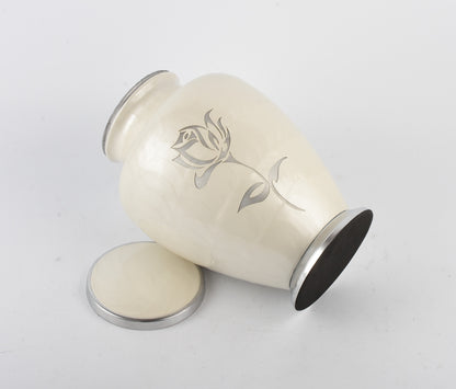 White & Silver Rose Cremation Urn