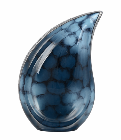 Small Blue Clouded Teardrop Urn
