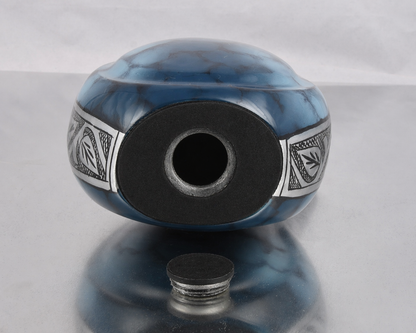 Small Blue Clouded Teardrop Urn