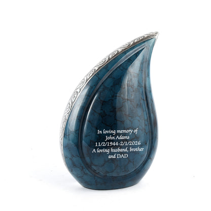 Blue Clouded Teardrop Cremation Urn