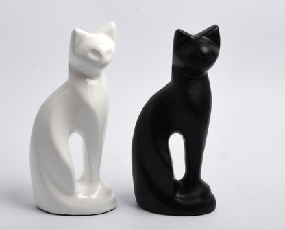 Cat Shape Urn Black and White