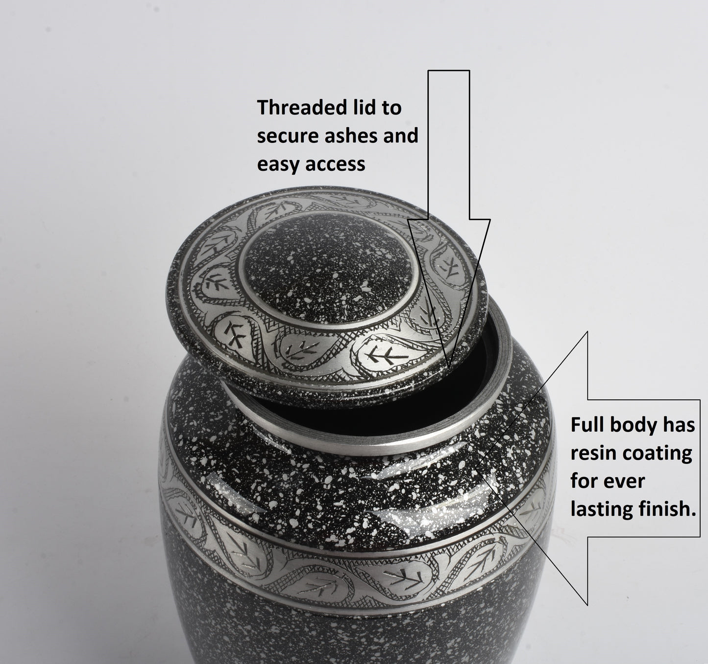 Adult Cremation Ashes Urn Black Marble Design