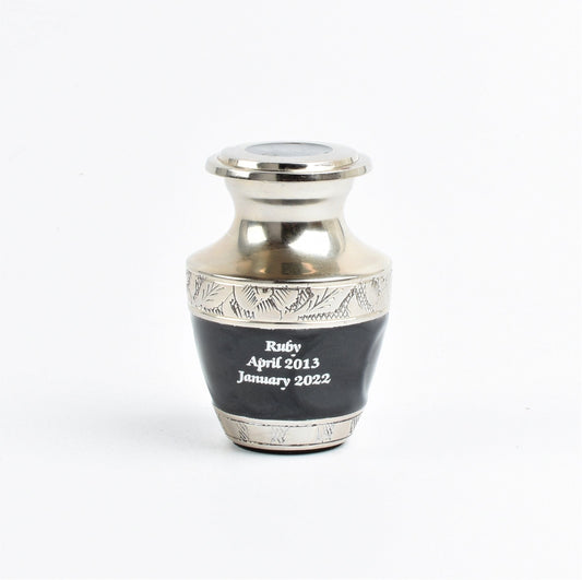 Black & Silver Mini Keepsake Urn