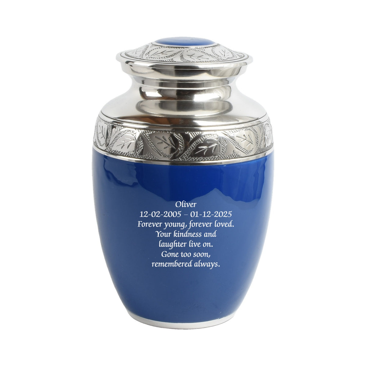 Blue & Silver Cremation Urn – Medium And small Size
