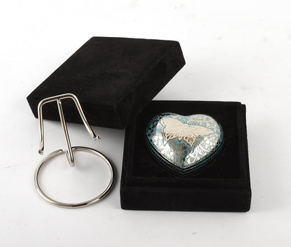 Blue Heart Shape Small Keepsake Urn with Butterfly Design