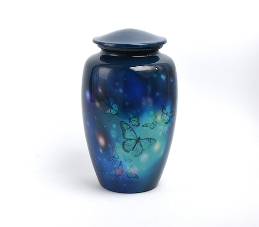 Blue Butterflies Adult Cremation Urn