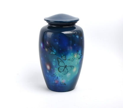 Blue Butterflies Design Adult Cremation Ashes Urn
