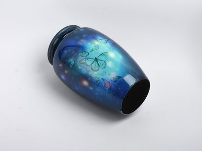 Blue Butterflies Adult Cremation Urn