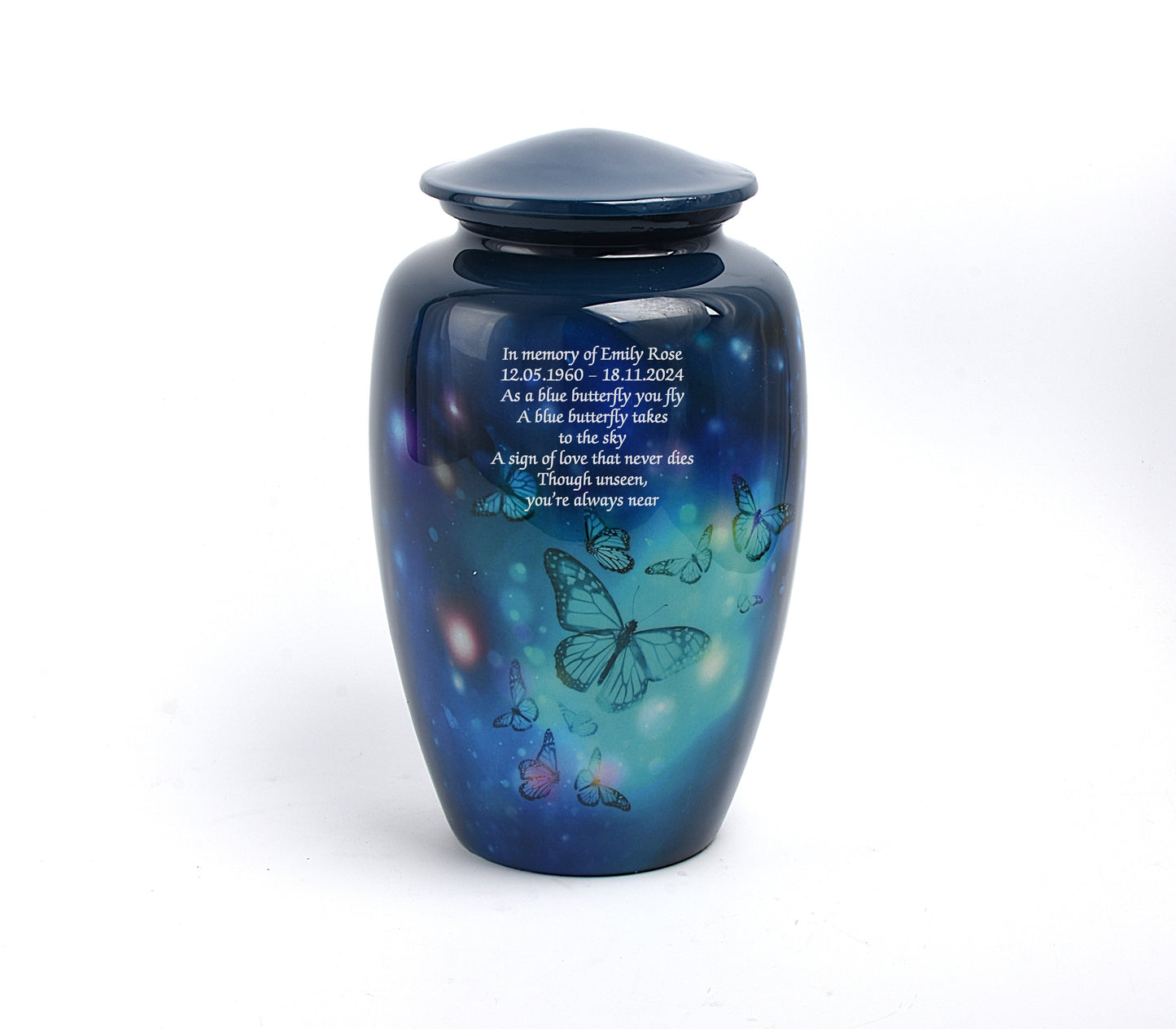 Blue Butterflies Adult Cremation Urn