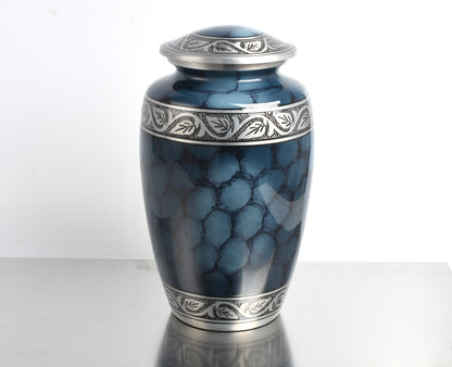 Blue Clouded Aluminium Cremation Urn