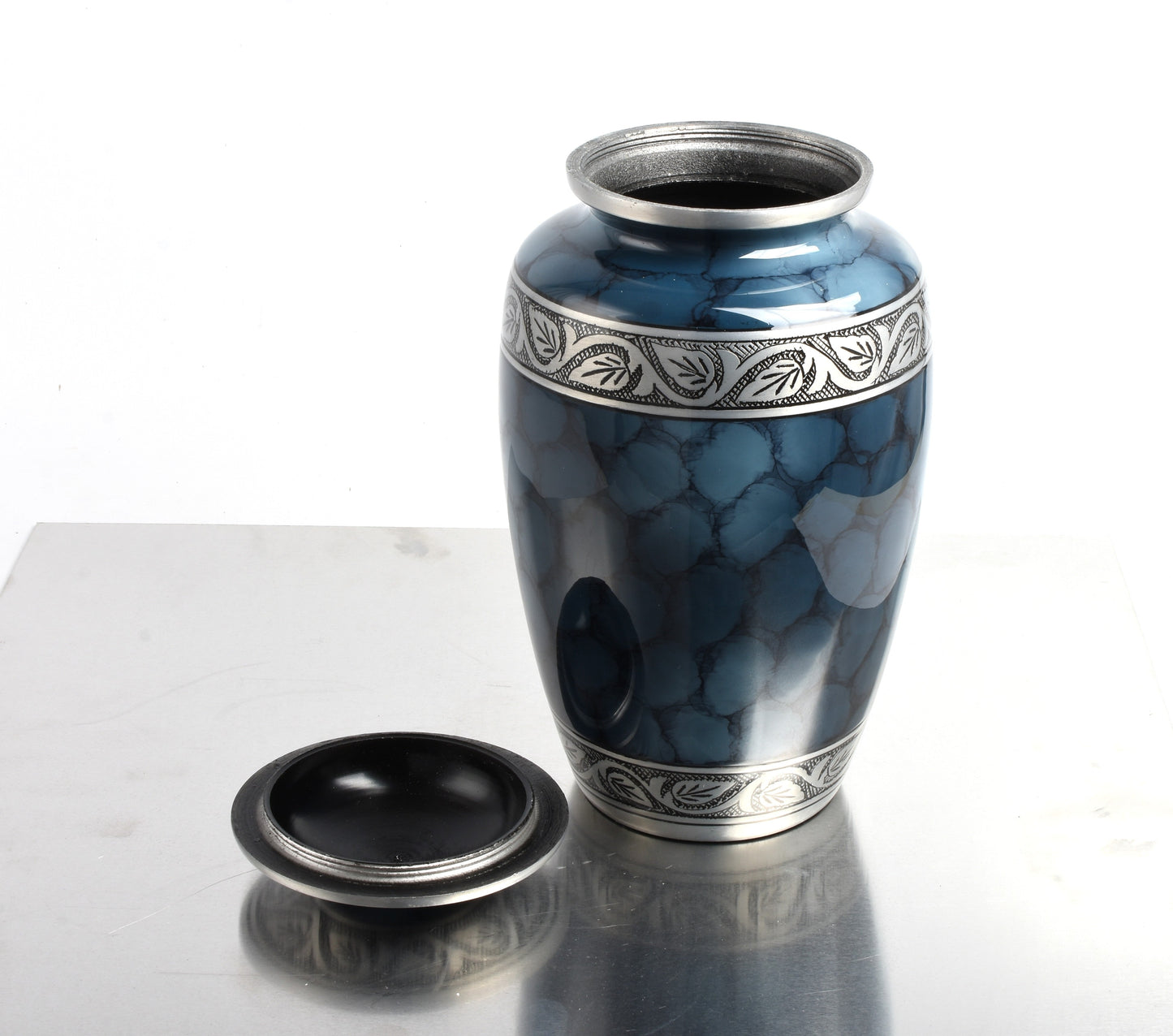 Blue Clouded Aluminium Cremation Urn