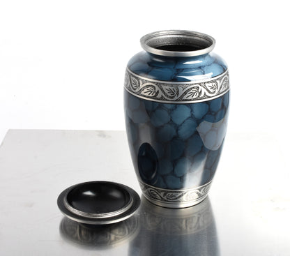 Blue Clouded Aluminium Cremation Urn
