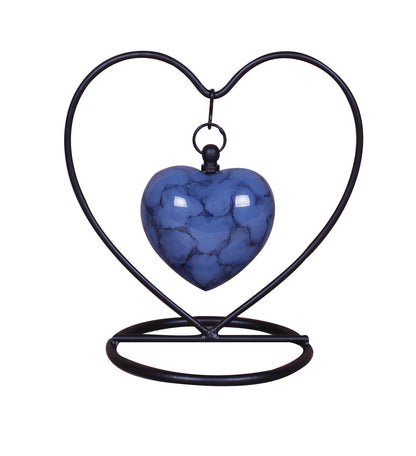 White Heart In Heart Keepsake With Funnel, Stand & Box NEW