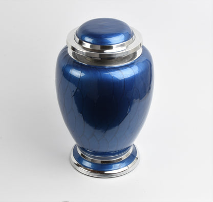 Blue and Silver Dove Shape Urn
