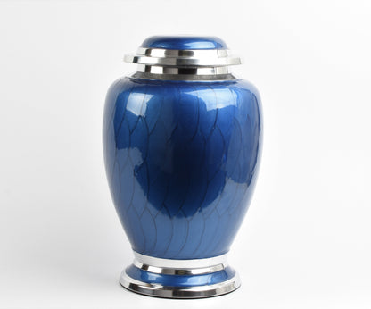 Blue and Silver Dove Shape Urn