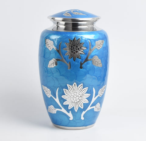 Blue Flower Cremation Urn