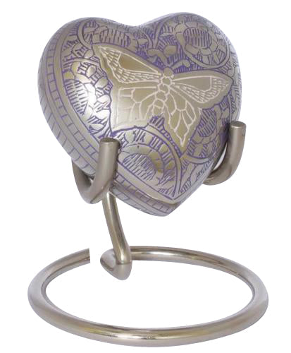 blue heart keepsake , blue butterfly heart, indigo heart keepsake urn, blue token heart urn, blue heart with stand and box, decorative small urn, free delivery urn, quick delivery urn, best quality urn, affordably price keepsake urn, pet ashes urn, baby urn, child urn , part ashes urn, urn to keep small amount of ashes  
