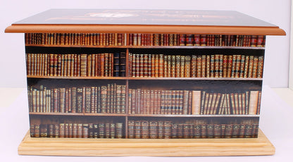 bookshelf wood urn, casket urn, ashes container, human ashes , books wood urn, books casket books urn, bookshelf urn, wood casket 