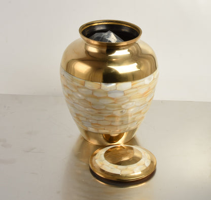 Mother Of Pearl/Gold Cremation Urn