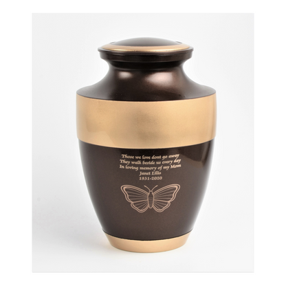 Brown cremation urn for ashes , brown urn for ashes , container for ashes, ashes storage jar, human ashes container, large urn , british urn, adult ashes urn, cremation urn for human ashes, funeral memorial burial remembrance URN, affordable price urn, metal urn, brown urn, free delivery urn, quick delivery urn, fully personalised urn, engraved urn
