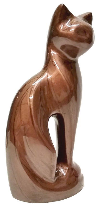 brown cat urn, pet urn, pet cremation urn for ashes, cat cremation urn