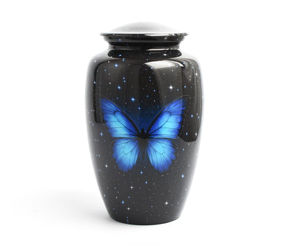 Blue Butterfly Galaxy Design Adult Cremation Ashes Urn