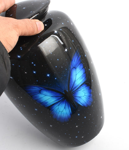 Blue Butterfly Galaxy Design Adult Cremation Ashes Urn