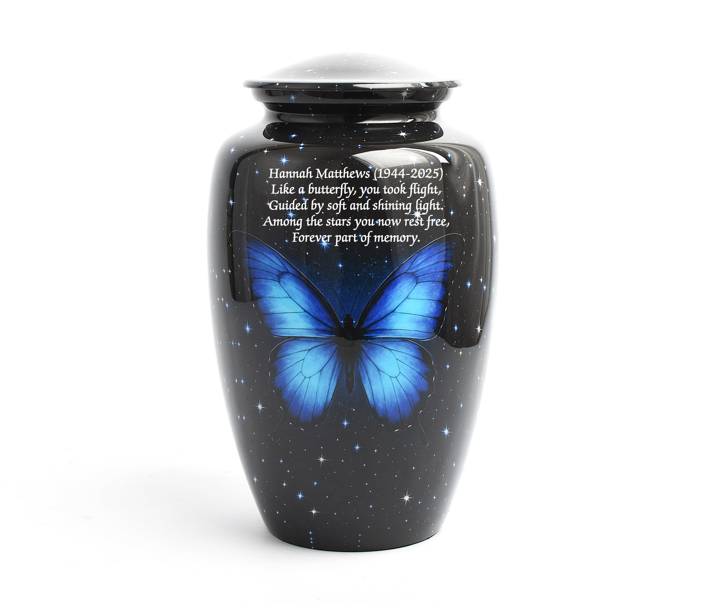 Blue Butterfly Galaxy Design Adult Cremation Ashes Urn