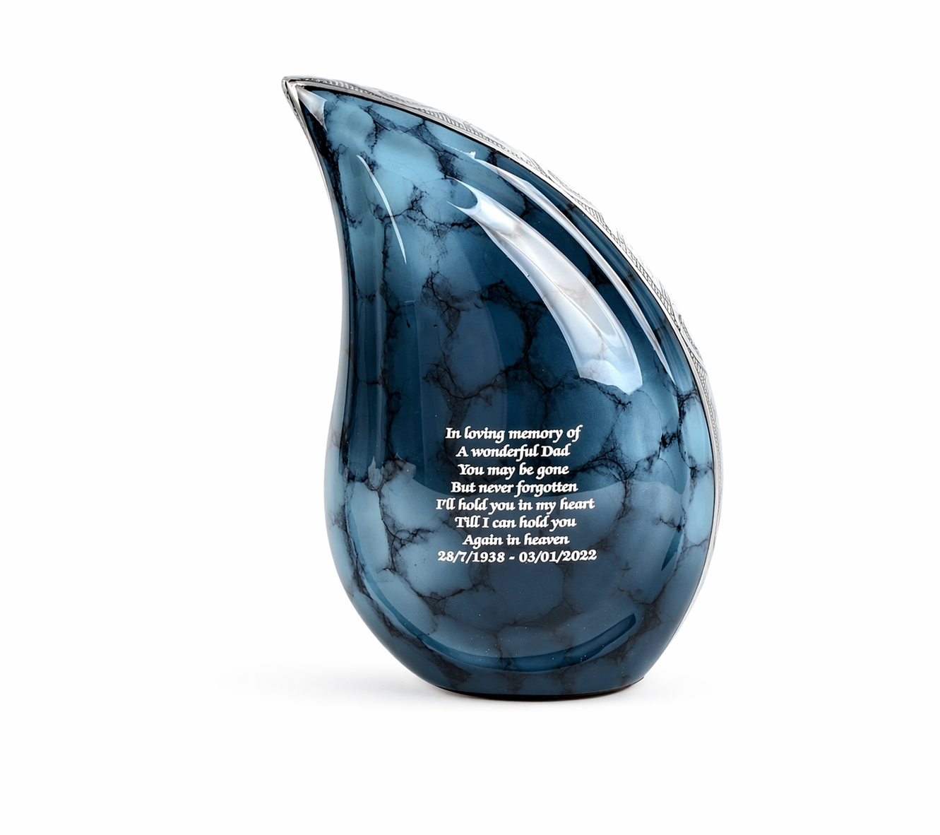 Small Blue Clouded Teardrop Urn