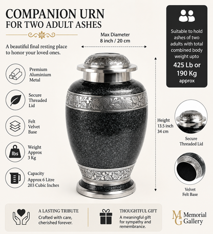 Grey Pattern Companion Urn For Two Body Ashes