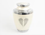 White and Silver Angel Wings Design Aluminium Cremation Urn