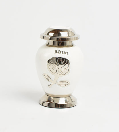 Silver Rose On White Keepsake Keepsake