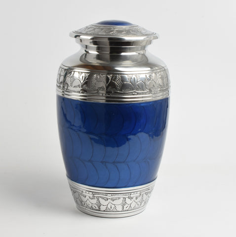 Classic Blue Aluminium Adult Cremation Urn